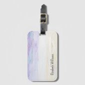 Trendy Modern Paarse Waterverf Gepersonaliseerd Bagagelabel (Voorkant (verticaal))