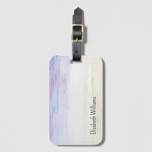 Trendy Modern Paarse Waterverf Gepersonaliseerd Bagagelabel (Voorkant (verticaal))