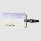 Trendy Modern Paarse Waterverf Gepersonaliseerd Bagagelabel (Voorkant (horizontaal))