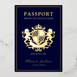 Trendy Modern Passport Wedding Folie Inv Folie Uitnodiging