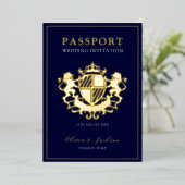 Trendy Modern Passport Wedding Folie Inv Folie Uitnodiging (Staand Voorkant)