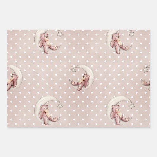 Trendy Modern Pastel Baby Beer Roze Taupe Cute Inpakpapier Vel (Voorkant)