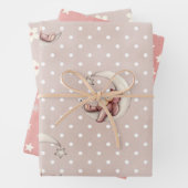 Trendy Modern Pastel Baby Beer Roze Taupe Cute Inpakpapier Vel (In situ)
