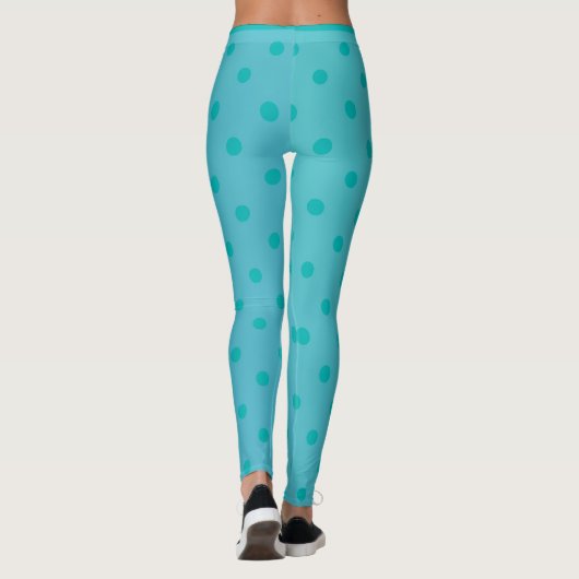 Trendy Modern Pastel Blue Polka Dot Leggings (Achterkant)