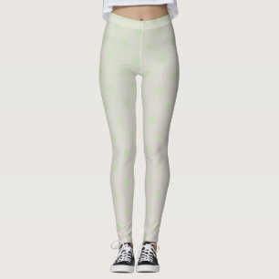 Trendy Modern Pastel Green Polka Dot Leggings