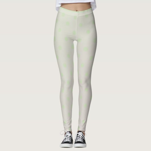 Trendy Modern Pastel Green Polka Dot Leggings (Voorkant)