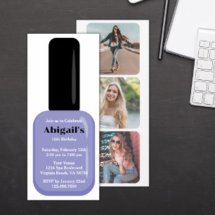 Trendy Modern Periwinkle Nail Poolse verjaardag Kaart