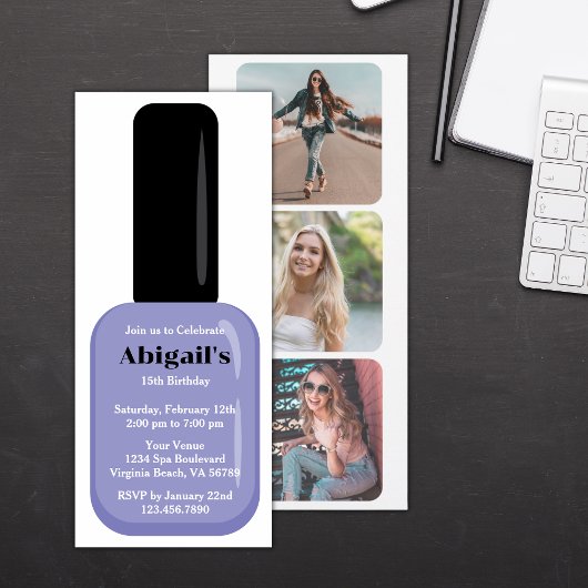 Trendy Modern Periwinkle Nail Poolse verjaardag Kaart