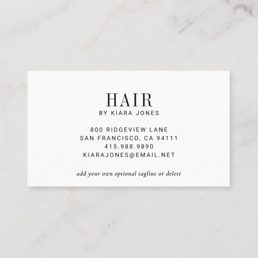 Trendy Modern Photo Hair Stylist Visitekaartje (Achterkant)