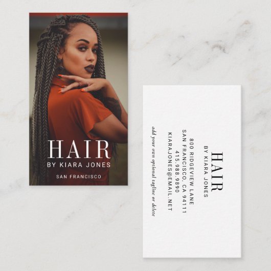 Trendy Modern Photo Hair Stylist Visitekaartje (Voorkant / Achterkant)