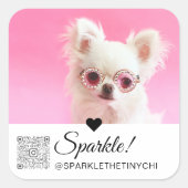 Trendy Modern Photo Name QR Code Large Vierkante Sticker (Voorkant)