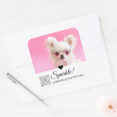 Trendy Modern Photo Name QR Code Large Vierkante Sticker (Envelop)