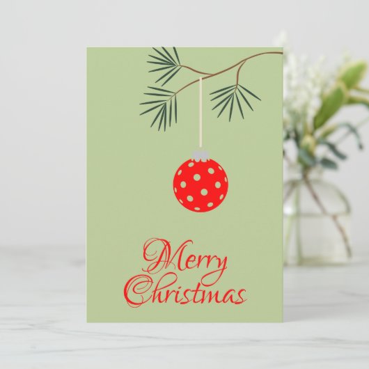 Trendy Modern Pickleball Ornament Groene Kerst Feestdagenkaart (Staand voorkant)