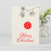 Trendy Modern Pickleball Ornament Red Christmas Feestdagenkaart (Staand voorkant)