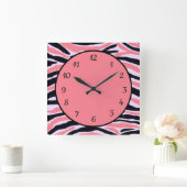 Trendy Modern Pink Abstract Patroon Vierkante Klok (Huis)