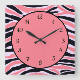 Trendy Modern Pink Abstract Patroon Vierkante Klok