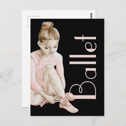 Trendy Modern Pink and Black Ballet Ballerina Briefkaart (Voorkant / Achterkant)