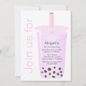 Trendy Modern Pink and Lavender Boba Tea Birthday Kaart (Voorkant)