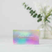 Trendy Modern Pink Blue Holographic Visitekaartje (Staand voorkant)