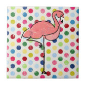 Trendy Modern Pink Flamingo Polka Dots Tegeltje (Voorkant)