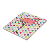 Trendy Modern Pink Flamingo Polka Dots Tegeltje (Zijkant)