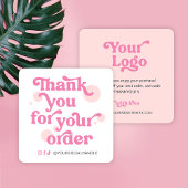 Trendy Modern Pink Logo Business - Hartelijk dank Notitiekaartje