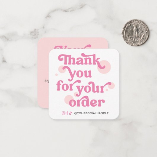 Trendy Modern Pink Logo Business - Hartelijk dank Notitiekaartje (Voorkant / Achterkant in situ)