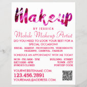 Trendy Modern Pink Makeup Artist Adverteren Flyer (Voorkant)