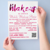 Trendy Modern Pink Makeup Artist Adverteren Flyer (Hand)