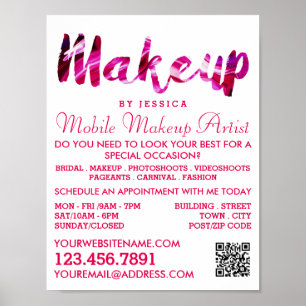 Trendy Modern Pink Makeup Artist Adverteren Poster