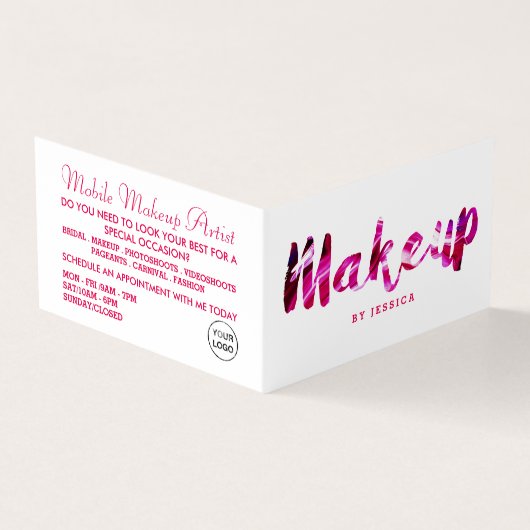 Trendy Modern Pink Makeup Artist Loyalty Card Visitekaartje (Buitenkant)