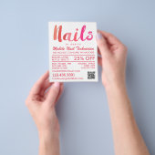 Trendy Modern Pink Nail Technicien, Nail Salon Flyer (Hand)