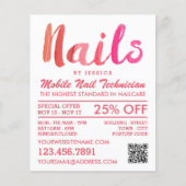 Trendy Modern Pink Nail Technicien, Nail Salon Flyer (Voorkant)