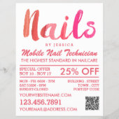 Trendy Modern Pink Nail Technicien, Nail Salon Flyer (Voorkant)