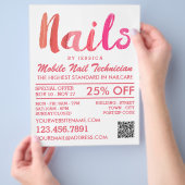 Trendy Modern Pink Nail Technicien, Nail Salon Flyer (Hand)