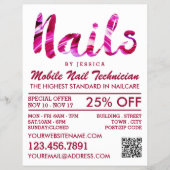 Trendy Modern Pink Nail Technicien, Nail Salon Flyer (Voorkant)