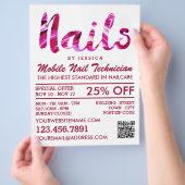 Trendy Modern Pink Nail Technicien, Nail Salon Flyer (Hand)