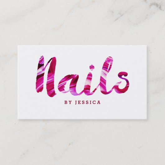 Trendy Modern Pink Nail Technicus Visitekaartje (Voorkant)