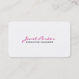 Trendy Modern Pink White Executive Manager Visitekaartje