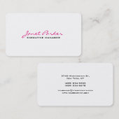 Trendy Modern Pink White Executive Manager Visitekaartje (Voorkant / Achterkant)