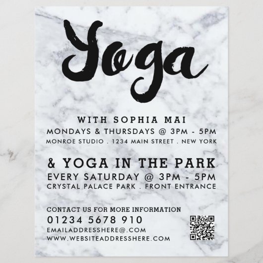 Trendy Modern Pink Yoga Class Adverteren Flyer (Voorkant)