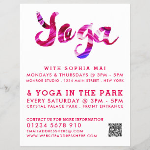 Trendy Modern Pink Yoga Class Adverteren Flyer