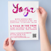Trendy Modern Pink Yoga Class Adverteren Flyer (Hand)
