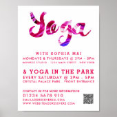 Trendy Modern Pink Yoga Class Adverteren Poster (Voorkant)