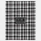 Trendy Modern Plaid in Grey Hues Monogram Throw Fleece Deken (Voorkant)