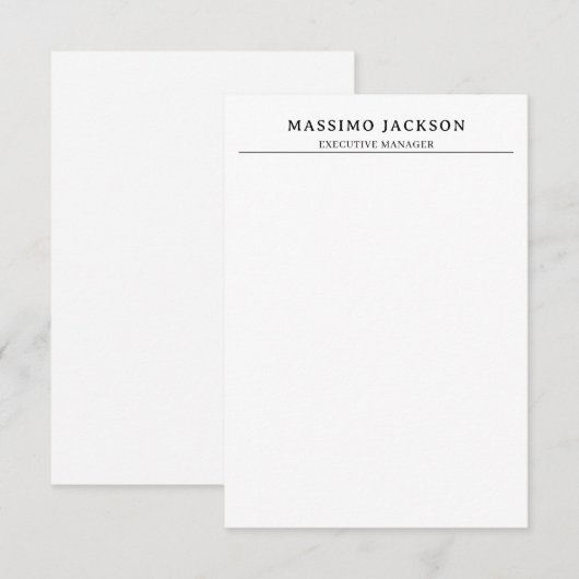 Trendy Modern Plain Black & White Professional Informatiekaartje (Voorkant / Achterkant)