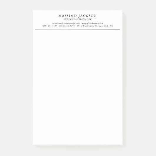 Trendy Modern Plain Black & White Professional Post-it® Notes (Voorkant)