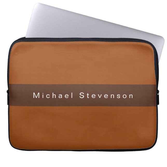 Trendy Modern Professional Brown Laptop Sleeve (Voorkant)