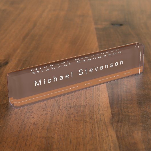 Trendy Modern Professional Brown Naambordje (Zijkant)