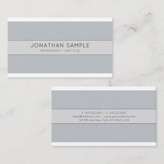 Trendy Modern Professional Creative Design Grey Visitekaartje (Voorkant / Achterkant)